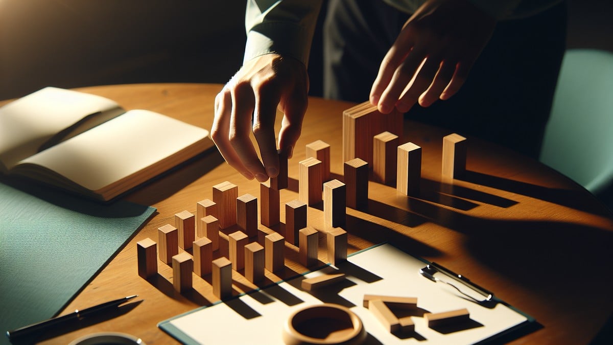 Wooden risk assessment blocks representing event planning risk management